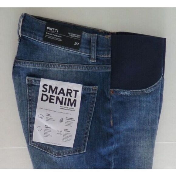 DL1961 Patti Women Sz 27 Blue High Rise Straight Frayed Hem Maternity Pants $198 - Picture 5 of 9